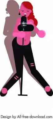 rock singer icon colored cartoon character
