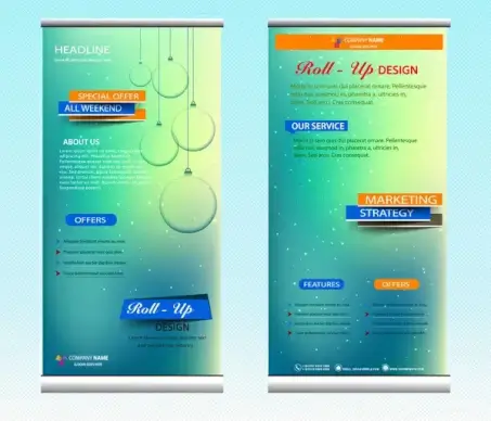 roll up banner design with stars sky background
