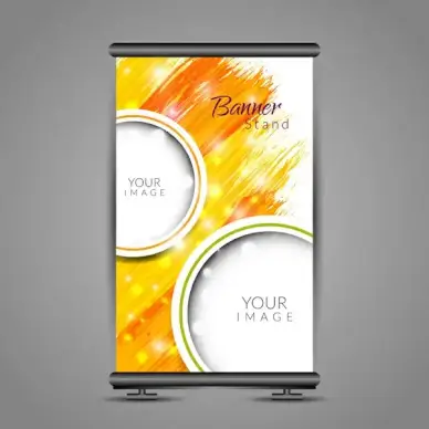 roll up banner design with vertical abstract background