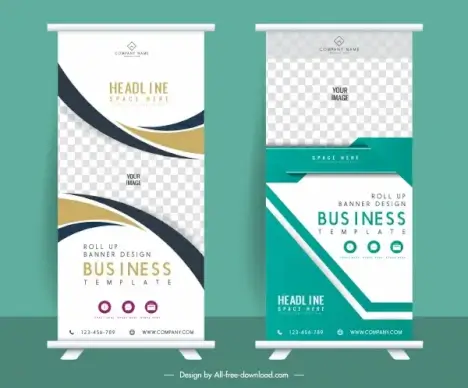 rolled up banner templates modern elegant checkered decor