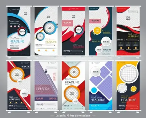 rolled up banners templates modern abstract technology decor