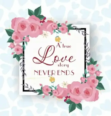 romantic card template roses decor square frame