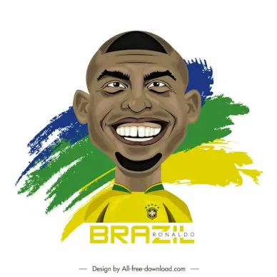 ronaldo de lima soccer player cartoon portrait