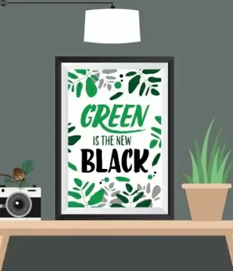 room background green decor painting camera tree icons