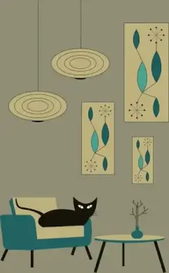 room decor sketch colored cartoon style