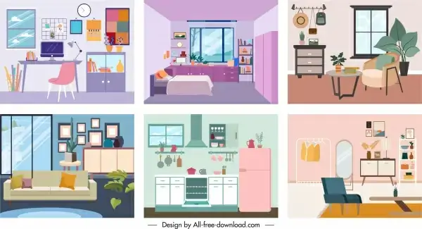 room decor templates colorful classic contemporary sketch