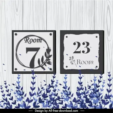room number design elements retro flowers decor