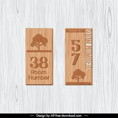 room number sign templates flat classic tree papercut