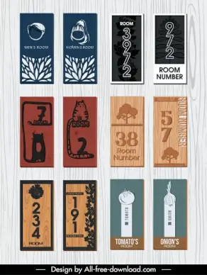 room number templates collection classical vertical design 