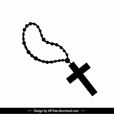 rosary beads icon flat black silhouette outline