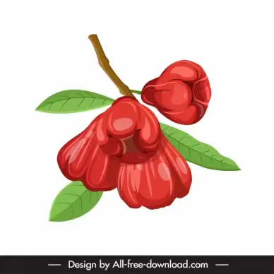 rose apple bunch icon handdrawn retro sketch