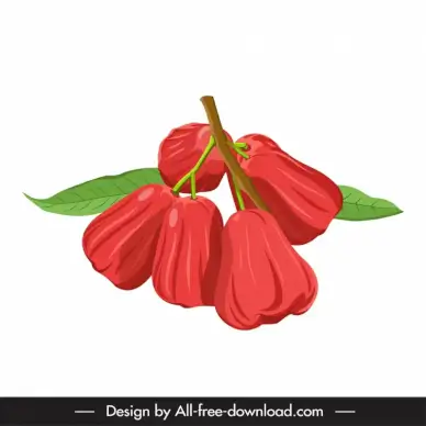 rose apple bunch icon retro handdrawn outline 