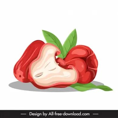 rose apple design elements classical handdrawn outline 