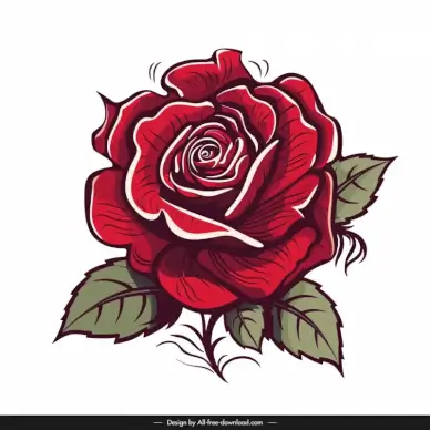 rose design elements handdrawn classic petal 
