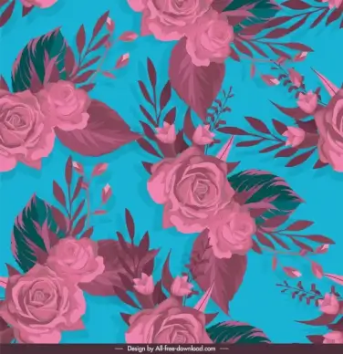 roses pattern colored classical decor