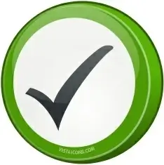 Round green tick sign