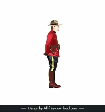 royal canadian mounted police icon standing gesture sketch cartoon character 