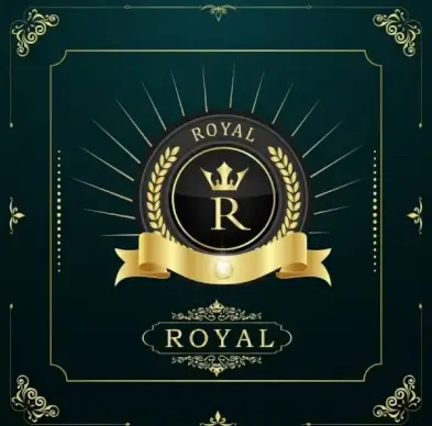 royal document cover template golden ribbon barley icons