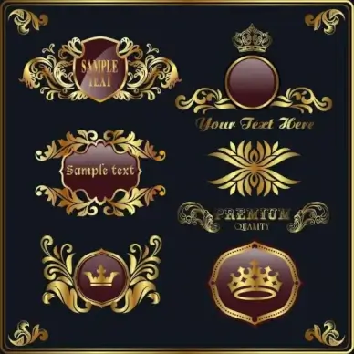 royal logo design elements golden shiny classical decor