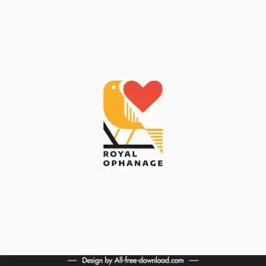 royal ophanage logo template silhouette dove heart sketch