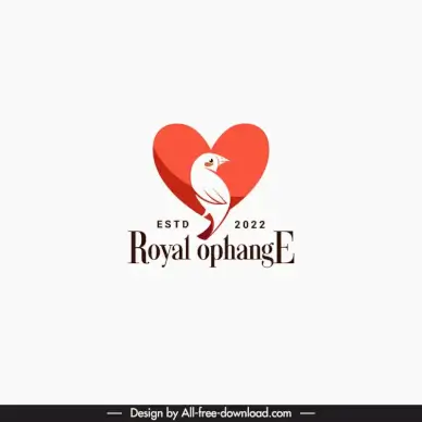 royal ophanage logotype elegant classic dove isolation heart sketch