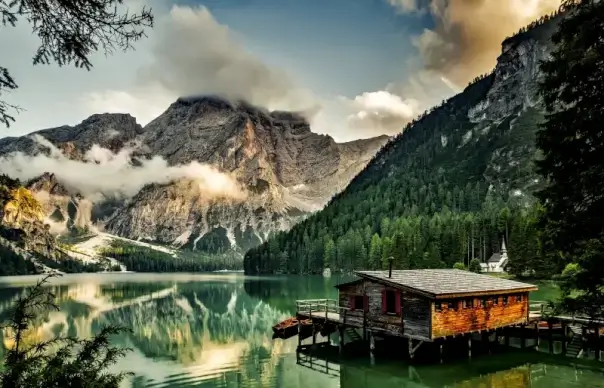 rural landscape picture peaceful lake mountain 