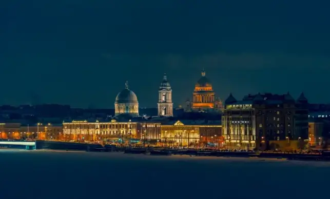 russia scenery picture sparkling architecture night time