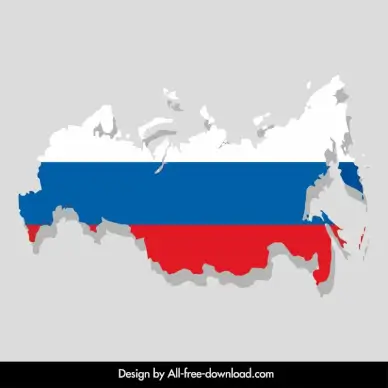 russian map backdrop template colored flag decor shadow design