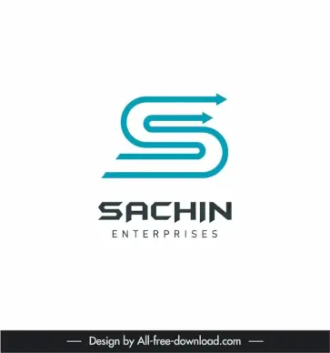 sachin enterprises logo template flat arrow swirled lines shapes outline 