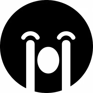sad cry emoticon flat contrast black white symmetric circle face outline