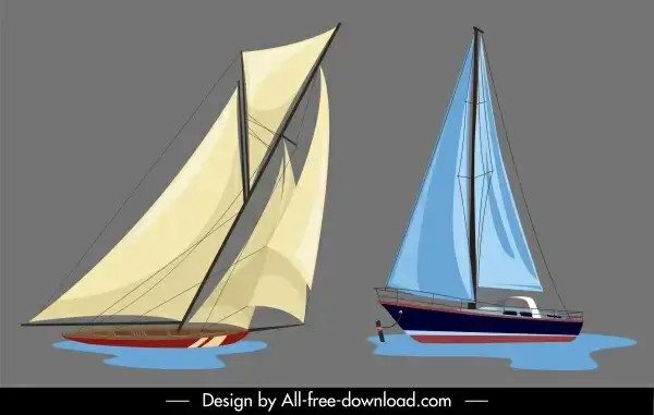 sail boat templates colored modern classic sketch