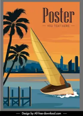 sailboat advertising poster colorful modern sketch