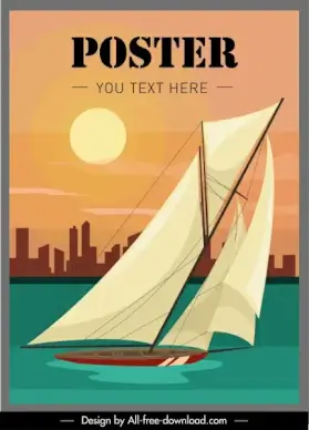 sailboat advertising poster colorful motion sketch