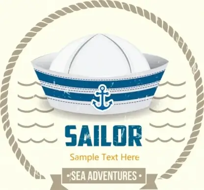 sailor banner hat waves icon circle decor