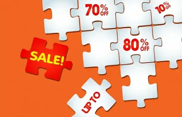 sale background flat puzzle joints icons decoration