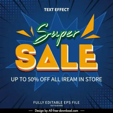 sale banner template bursting effect texts decor