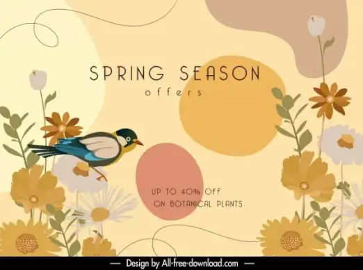 sale banner template spring elements decor colorful classic