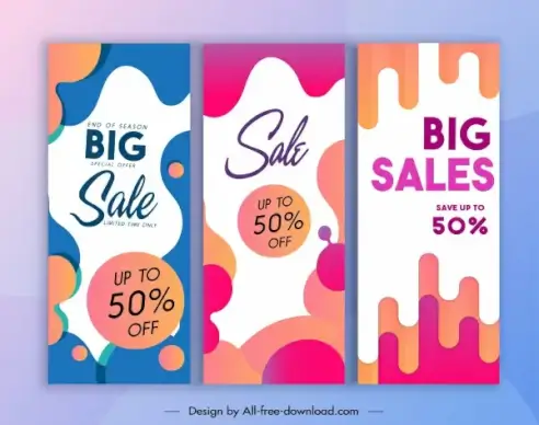 sale banner templates colorful abstract flat deformed decor