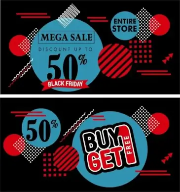 sale banner templates dark geometric decoration