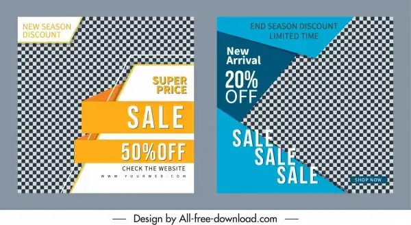 sale banner templates elegant modern checkered decor