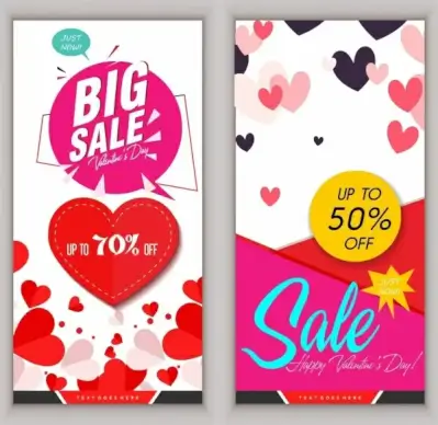 sale banner valentine theme hearts texts decoration