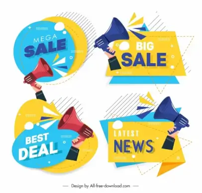 sale label templates origami geometry megaphones sketch