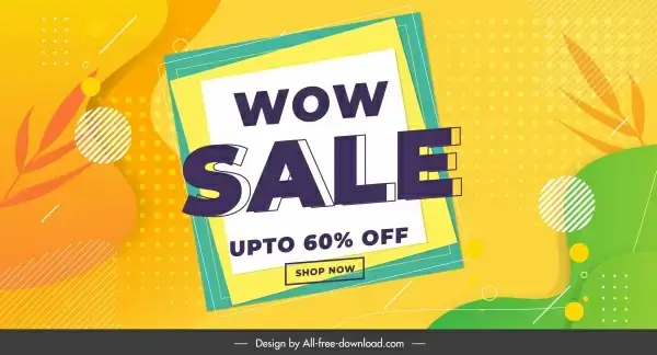 sale poster template elegant bright flat leaf geometry