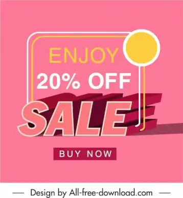 sale poster template pink decor 3d shaded texts