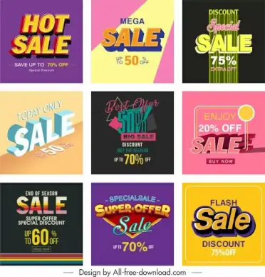 sale poster templates colorful modern texts decor
