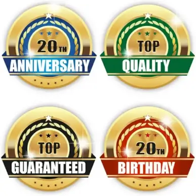 sale promotion insignia icons with golden design