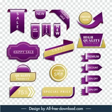 sale tags templates modern shiny 3d flat shapes