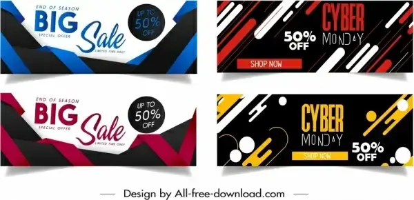 sales banner templates colorful modern dynamic decor