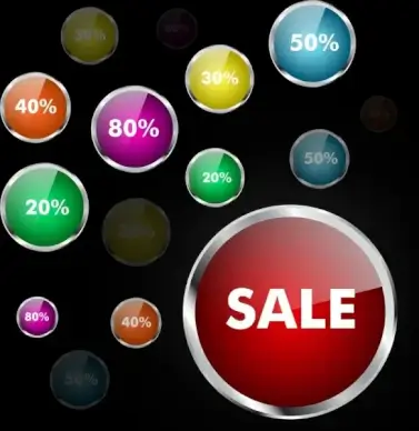 sales design elements shiny round buttons ornament