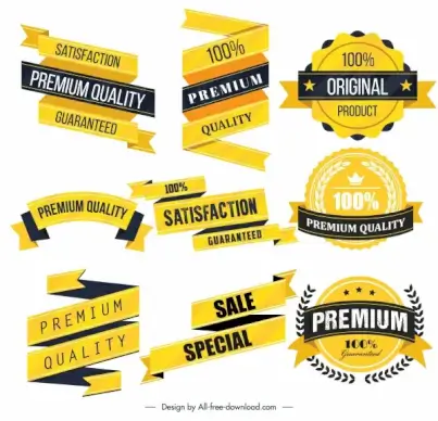 sales labels ribbons templates elegant yellow shapes